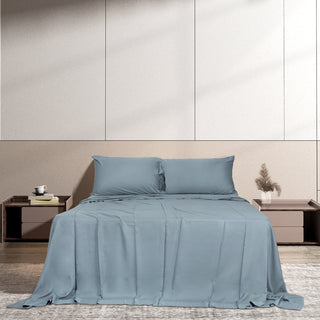 Dreamz 4pcs Double Size 100% Bamboo Bed Sheet Set in Grey Colour-1848848586184462343