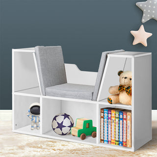 Levede Kids Bookcase Toys Box Shelf White-1829372062972645383