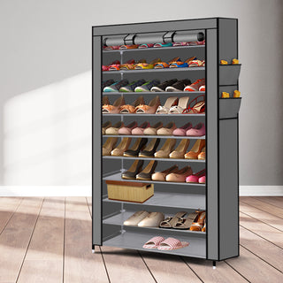 Levede 10 Tier Shoe Rack Portable Storage Grey-1831592961830424582