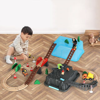 Bopeep Toy Train Set Track DIY Wooden-1831592796683898887