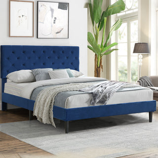 Levede Bed Frame Double Size Mattress Blue-1831592526939820039