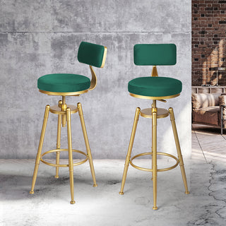 Levede 1x Bar Stools Velvet Kitchen Green-1848848590533955591