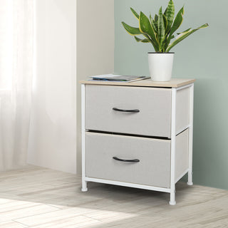 Levede Chest of 2 Drawers Bedside Table Beige-1831592896088903686