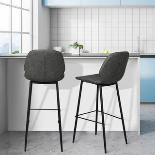 Levede 2x Bar Stool Barstools Counter Grey-1831592583940411399