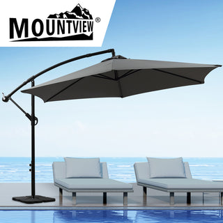 Mountview 3M Outdoor Umbrella Cantilever Grey With Base-1843791319630221319