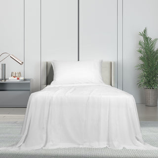 Dreamz 3pcs Sinigle Size 100% Bamboo Bed Sheet Set in White Colour Single-1848848587849601031