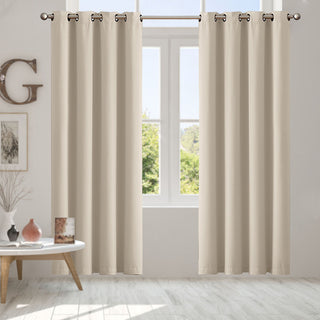 2x Blockout Curtains Panels 3 Layers Beige-1831592993895878662