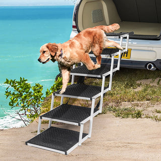 PaWz 6 Steps Dog Ramp Adjustable Height Black-1843791342795362311