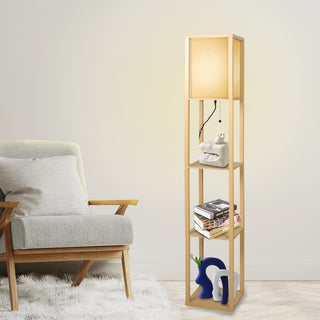 EMITTO Floor Lamp LED Storage Shelf Khaki-1848848551157829639