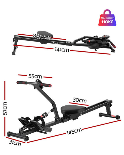 Everfit Hydraulic Rowing Machine Rower 12 Levels Resistance Exercise Fitness Gym Cardio