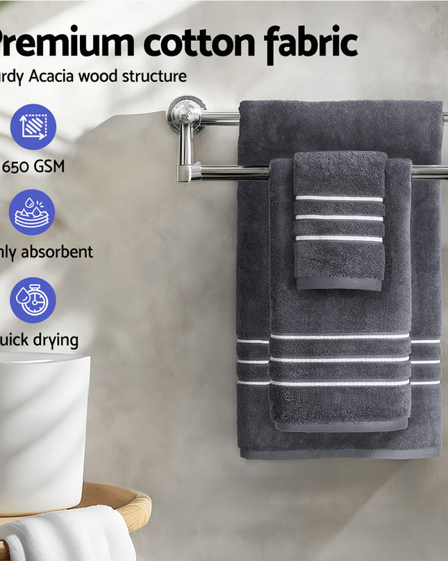 6 Pack Bath Towels Set Cotton Towel Grey