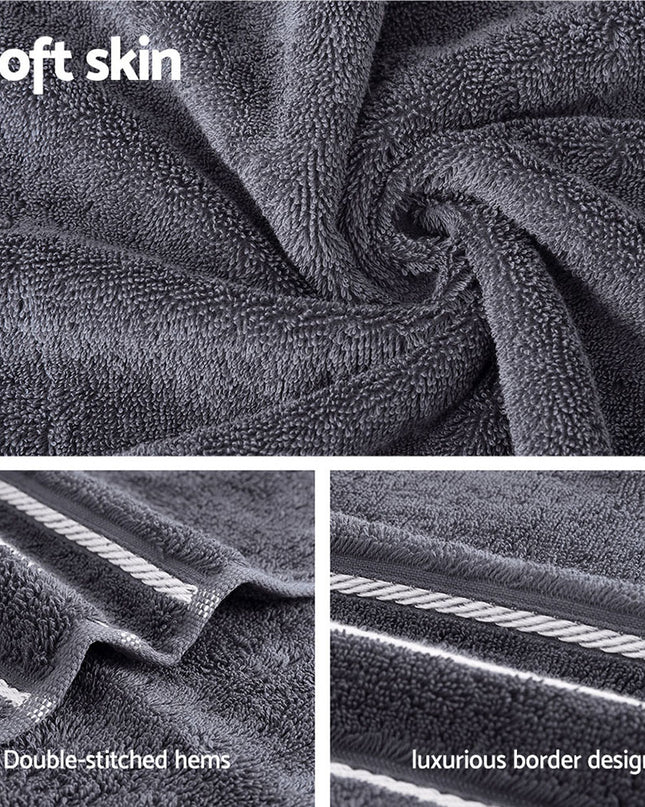 6 Pack Bath Towels Set Cotton Towel Grey