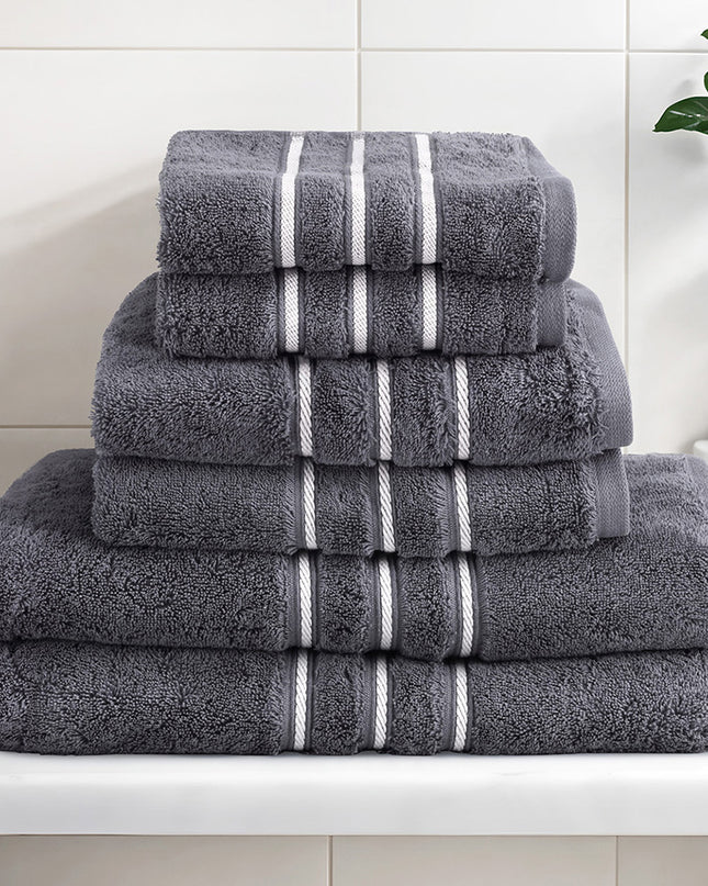 6 Pack Bath Towels Set Cotton Towel Grey