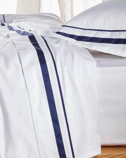 Cloud 1000 TC Egyptian Cotton White Navy Deep Queen Sheet sets by Renee Taylor