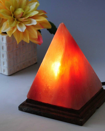 12V 12W Pyramid Himalayan Pink Salt Lamp Carved Rock Crystal Light Bulb On/Off