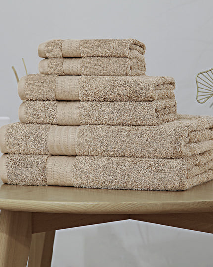 Luxury 6 Piece Soft and Absorbent Cotton Bath Towel Set - Sandstone