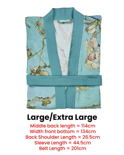 Bedding House Van Gogh Almond Blossom Blue Kimono Bath Robe Large/Extra Large