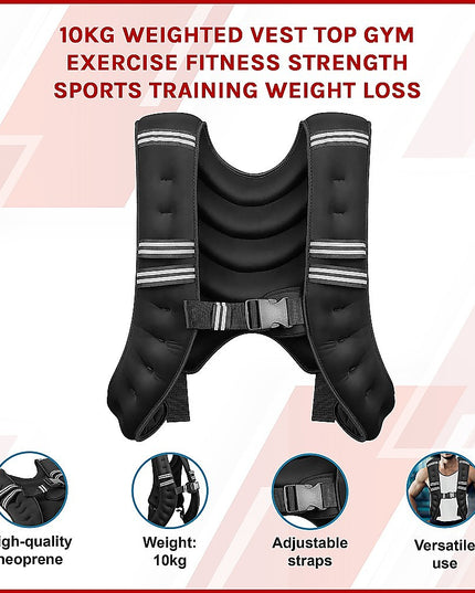 10KG Weighted Vest Top Gym Exercise Fitness Strength Sports Training Weight Loss