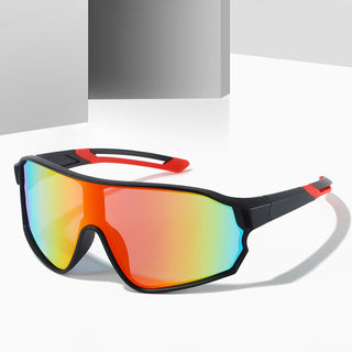 Fashionable Sports Sunglasses with Colorful Mirror Lenses ‚Äì UV400 Protection for Cycling & Outdoor Activities  Orange red