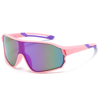 Fashionable Sports Sunglasses with Colorful Mirror Lenses - UV400 Protection for Cycling & Outdoor Activities  Pink