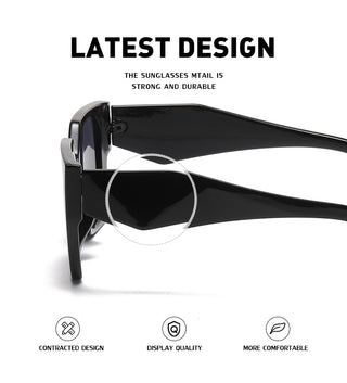 Bold Oversized White Black Frame Grey Lens Sunglasses | UV400 Designer Fashion Shades