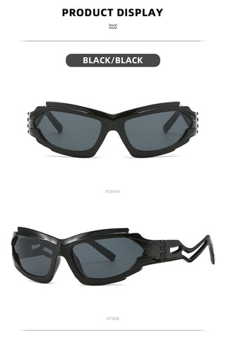 Futuristic Sports Wrap Man Sunglasses - Bold Black Frames with UV Protection