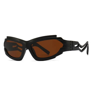 Futuristic Sports Wrap Man Sunglasses - Bold Brown Frames with UV Protection