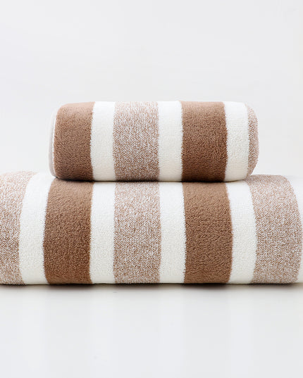 Luxury Cotton Brown Wide Stripe Towel Set - 6 Piece Set (2 Hand Towels, 2 Bath Towels, 2 Washcloths), Ultra Soft and Absorbent