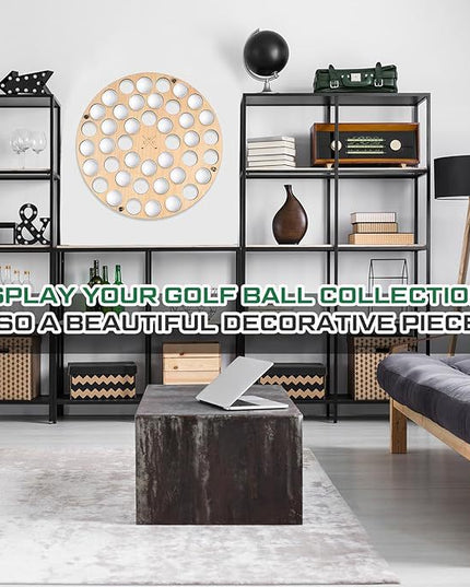 42-Hole Wooden Golf Ball Stand | Laser-Cut Organizer for Golf Lovers | Durable & High-Quality Storage Rack