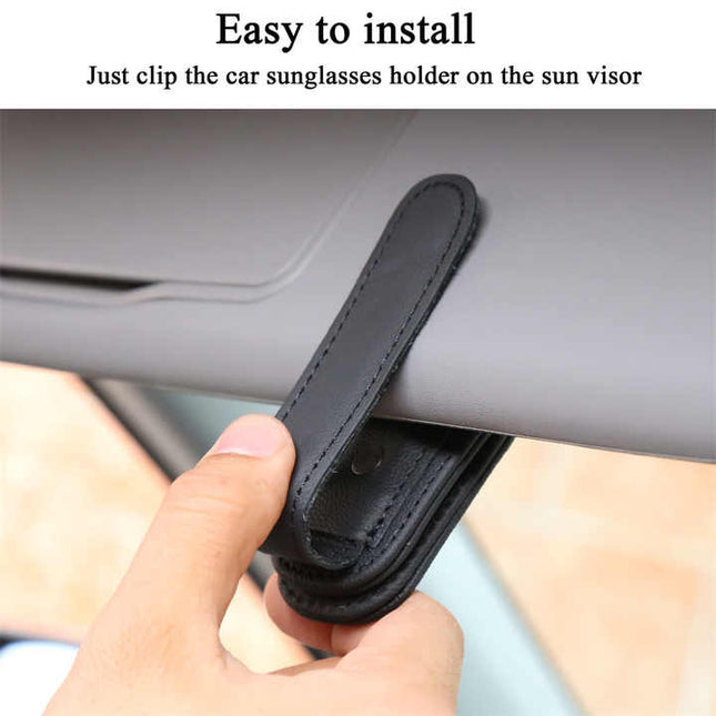 2pcs Beige Car Sun Visor Glasses Holder - Universal Sunglasses Clip for Secure Storage