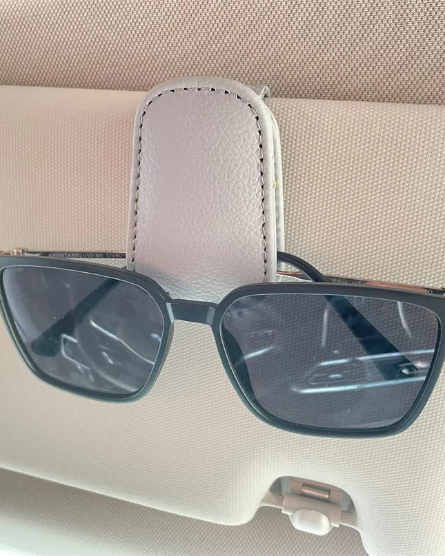 2pcs Grey Car Sun Visor Glasses Holder - Universal Sunglasses Clip for Secure Storage