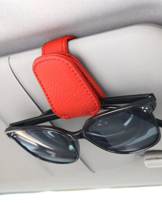 2pcs Red Car Sun Visor Glasses Holder - Universal Sunglasses Clip for Secure Storage