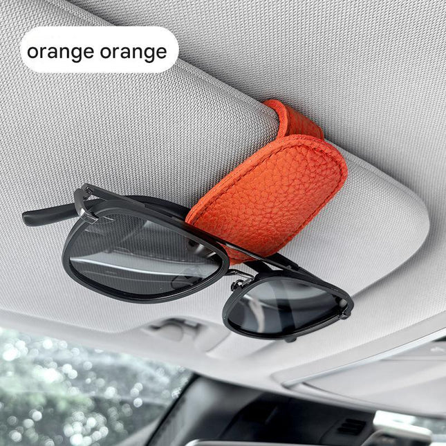 2pcs Orange Car Sun Visor Glasses Holder - Universal Sunglasses Clip for Secure Storage