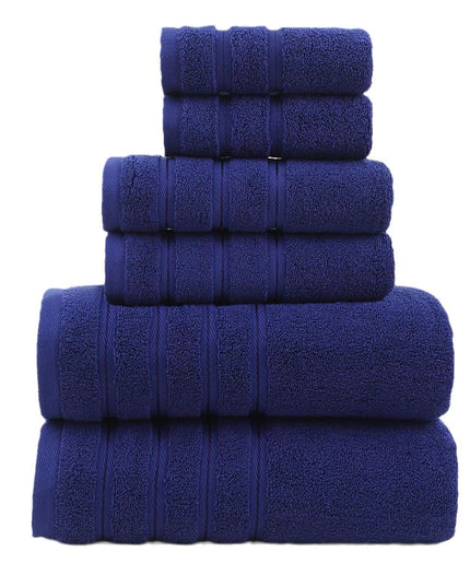 Blue Luxury Cotton Towel Set - 6-Piece Ultra-Soft Bath, Hand, and Washcloth Set