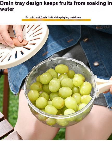 2PCS Brown Double-Layer Fruit and Vegetable Drain Basket - Multifunctional Collapsible Kitchen Strainer with Handle for Washing and Storage