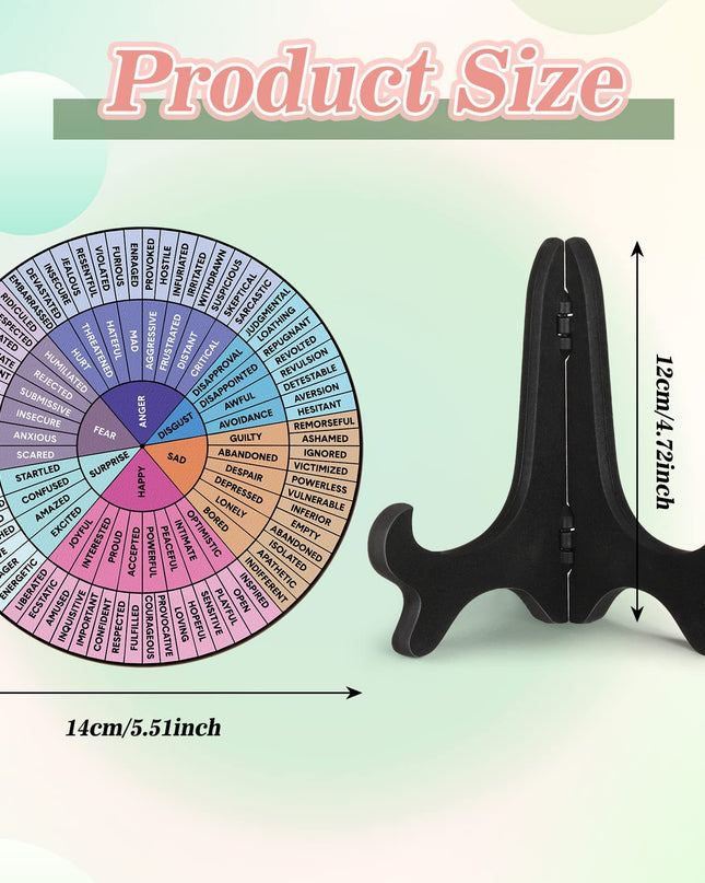 2 PCS for Each One Rainbow Color Scheme Emotion Wheel and Control Circle with Display Stands for Personal Development