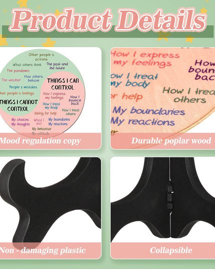 2 PCS for Each One Rainbow Color Scheme Emotion Wheel and Control Circle with Display Stands for Personal Development