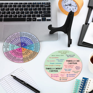 2 PCS for Each One Blue Scheme Emotion Wheel and Control Circle with Display Stands for Personal Development