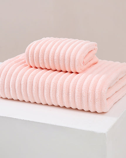 Striped Model Pink Luxury White Bath Towel and Hand Towel Set - Ultra Soft and Absorbent