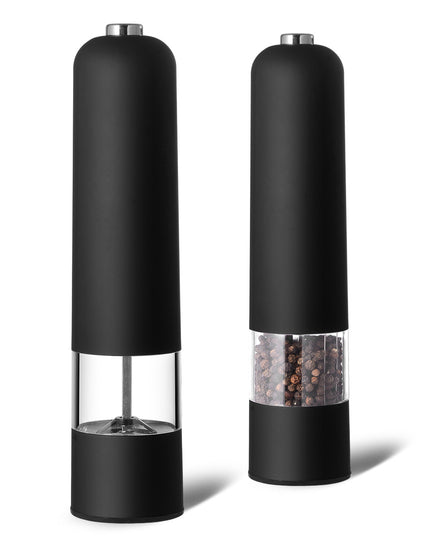 Black Elegant Red Electric Salt and Pepper Grinder - Modern and Compact for Effortless Seasoning