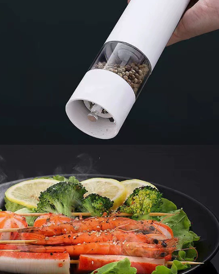 Black Elegant Red Electric Salt and Pepper Grinder - Modern and Compact for Effortless Seasoning