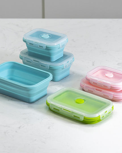 Pink Collapsible Silicone Bento Box Set – 4-Piece Food-Grade Microwave & Freezer Safe Lunch Box Set