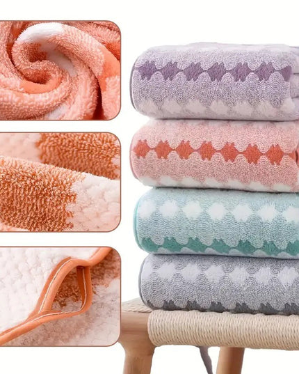 Grey Premium Coral Fleece Towel Set - 1 Bath Towel (88x170cm) + 3 Hand Towels (35x35cm) - Soft, Absorbent, and Quick-Drying