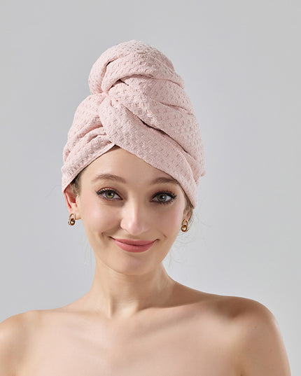 2 Pcs Pink Super Absorbent Waffle Weave Hair Towel, Multi-Functional Quick Drying Turban for Women, Soft & Fast Drying Head Wrap