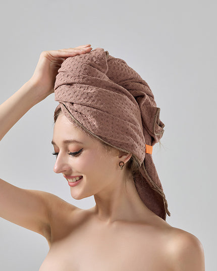 2 Pcs Coffee Super Absorbent Waffle Weave Hair Towel, Multi-Functional Quick Drying Turban for Women, Soft & Fast Drying Head Wrap