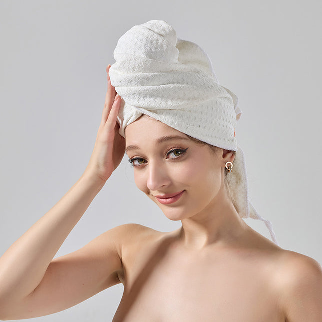 2 Pcs White Super Absorbent Waffle Weave Hair Towel, Multi-Functional Quick Drying Turban for Women, Soft & Fast Drying Head Wrap