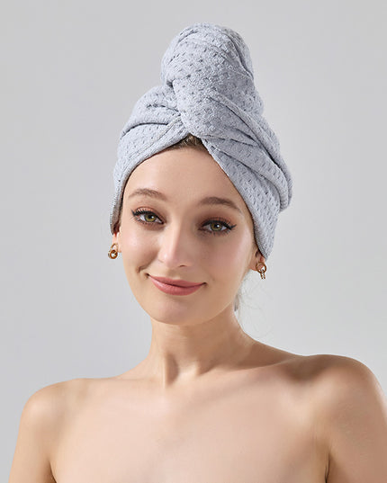 2 Pcs Grey Super Absorbent Waffle Weave Hair Towel, Multi-Functional Quick Drying Turban for Women, Soft & Fast Drying Head Wrap