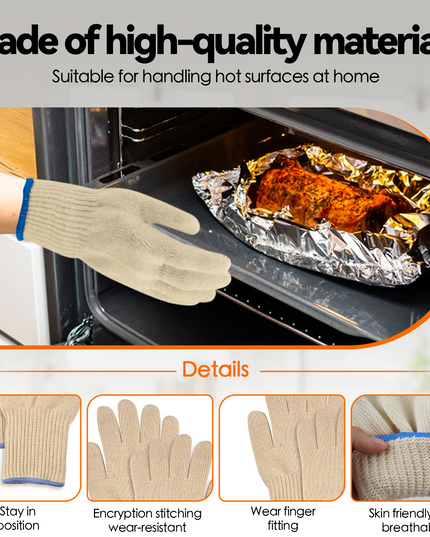 1 Pair 5 Finger Oven Mitt BBQ Grill Gloves