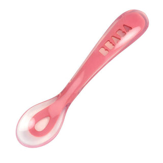 Beaba Silicone Suction Divided Plate & Spoon - Pink-1826048824091742209