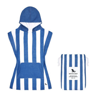 Dock & Bay KIDS Poncho Hooded Towel -Mini Cabana Collection-Whitsunday Blue XS (2-4yrs)-1826048874767323136